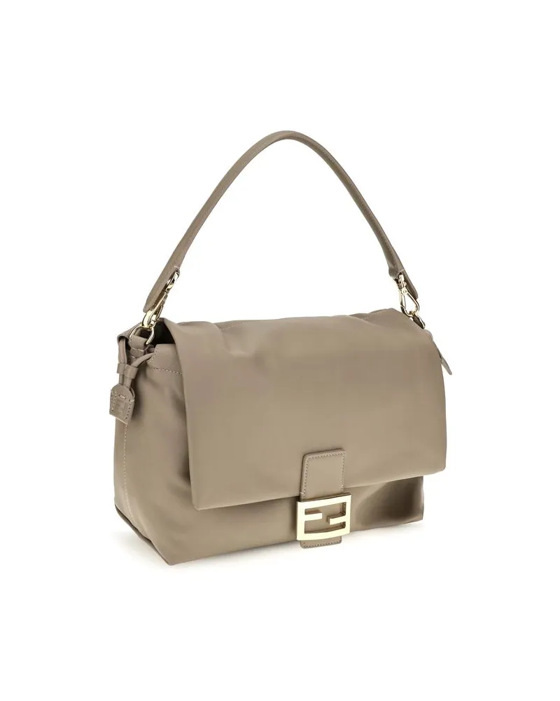 Fendi Women's Beige Calf Leather Bos Taurus Shoulder Bag Beige