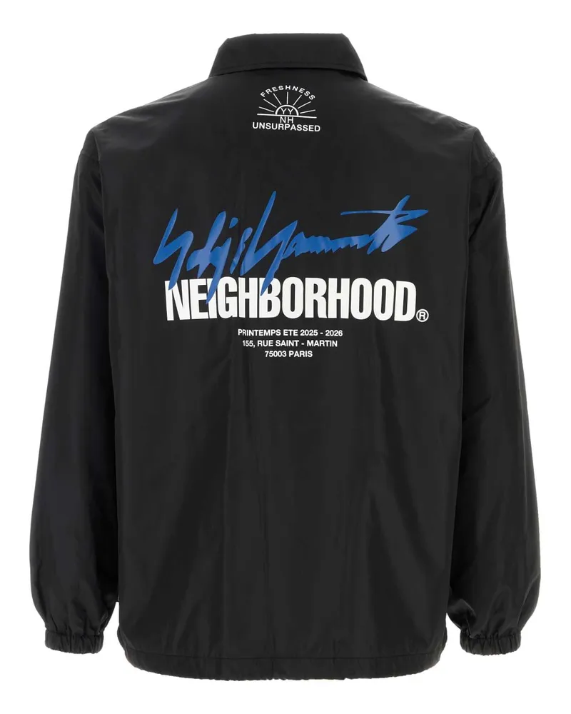 Yohji Yamamoto Men's Black Nylon  X Neighborhood Windbreaker Giubbini Jacket Black