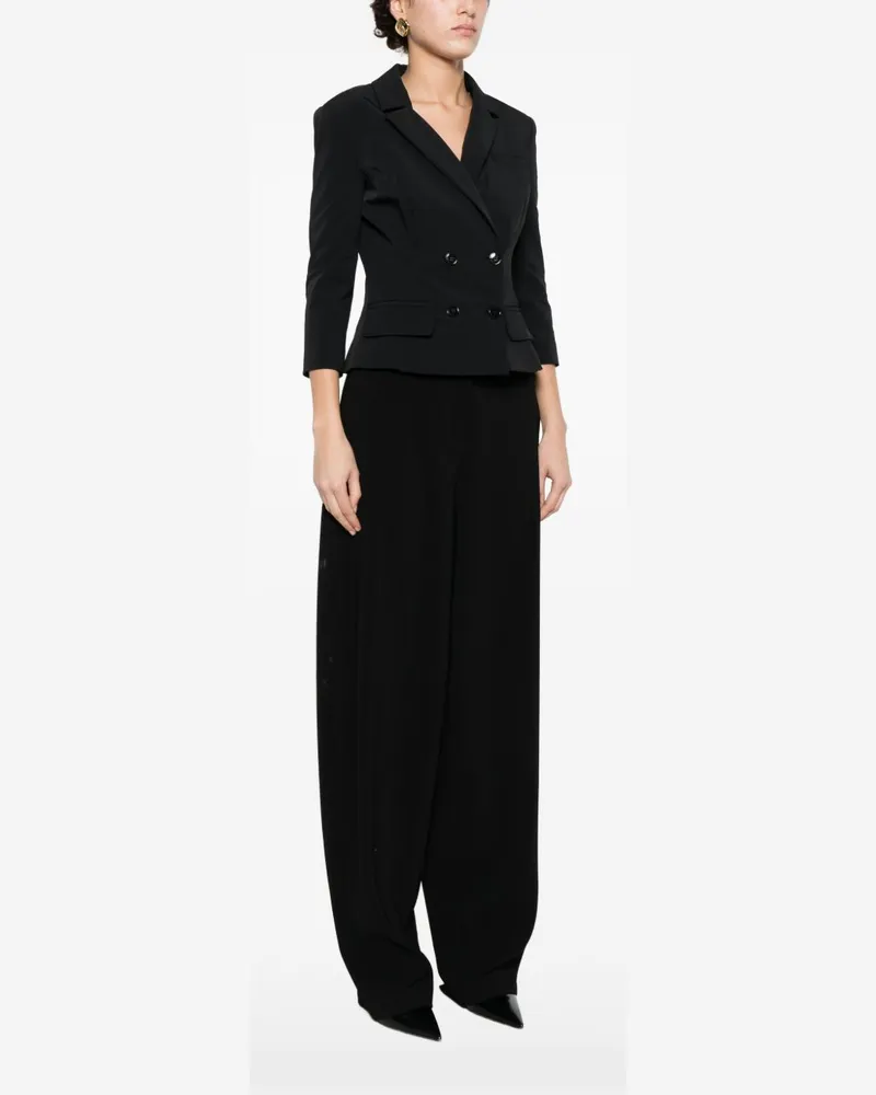 Elisabetta Franchi Belted Double-Breasted Blazer — Black Black