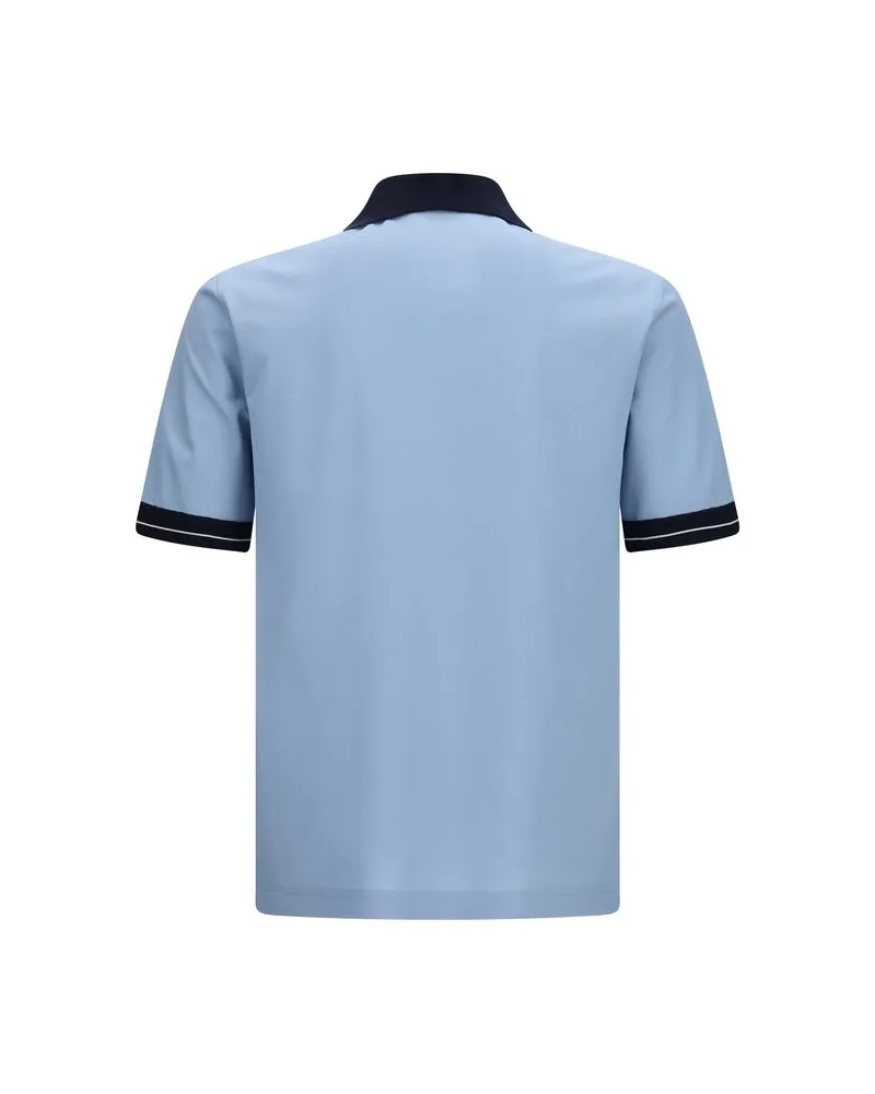 Ferragamo Cotton Piqué Contrast Collar Polo — Blue Blue