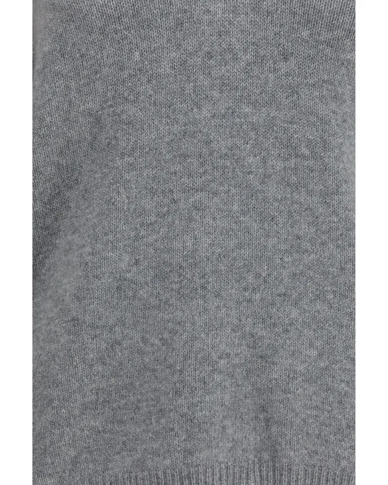 ALLUDE Superfine Cashmere V-Neck Sweater — Gray Gray
