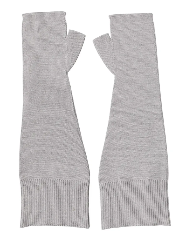 Dolce & Gabbana Gray Virgin Wool Knitted Fingerless Men Gloves Gray