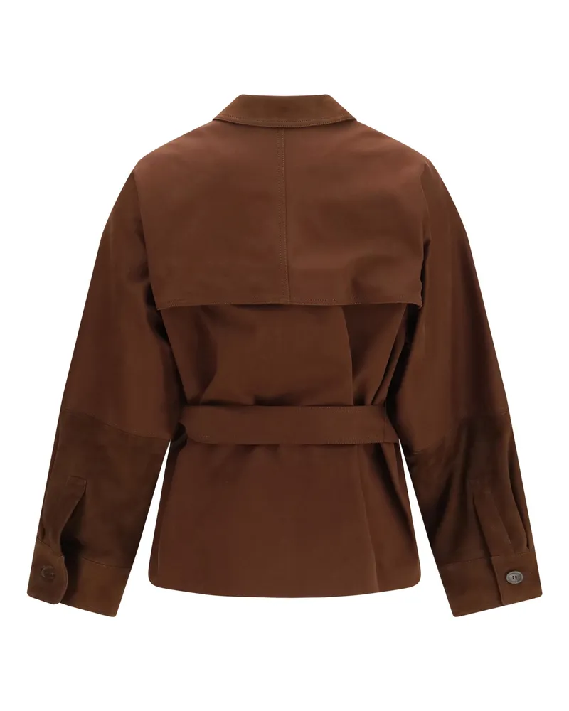 Fabiana Filippi Women's Short Jacket With Belt And Suede Details Ebano Cotton; Elastane Brown