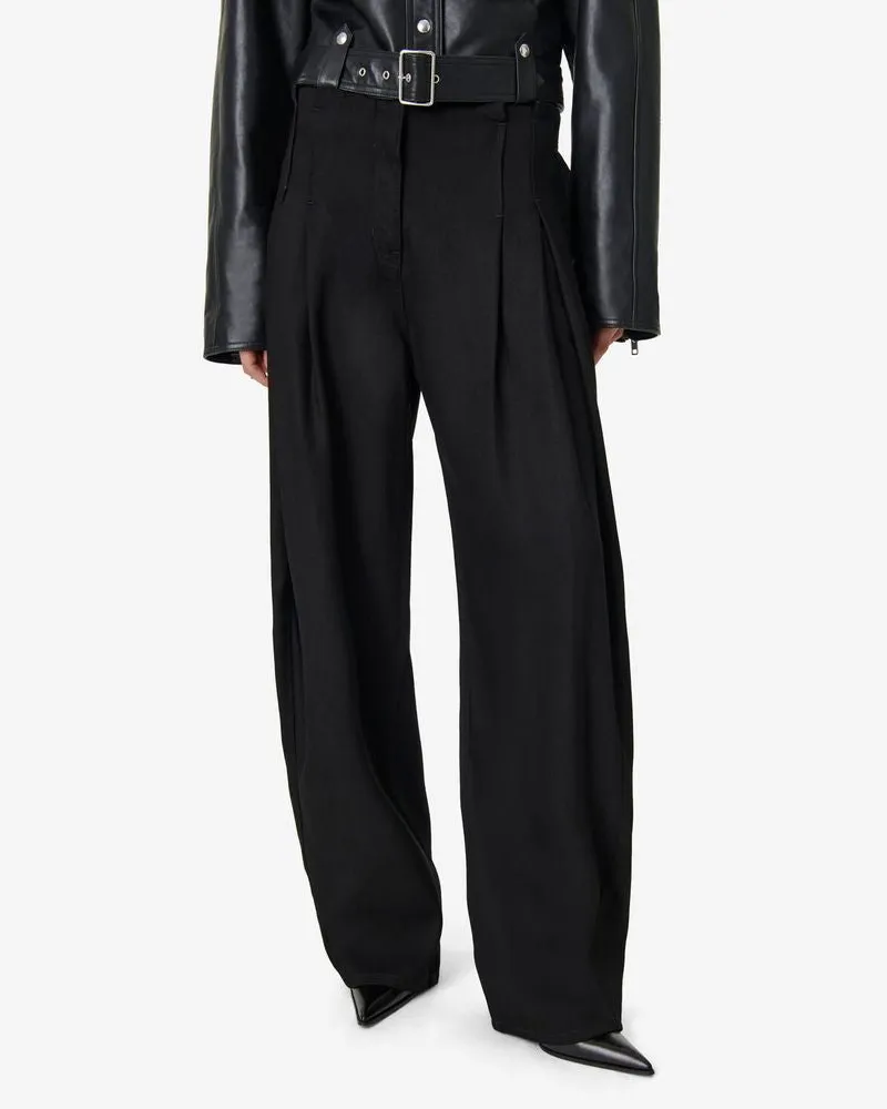 IRO Pleated High-Waist Jeans — Black Black