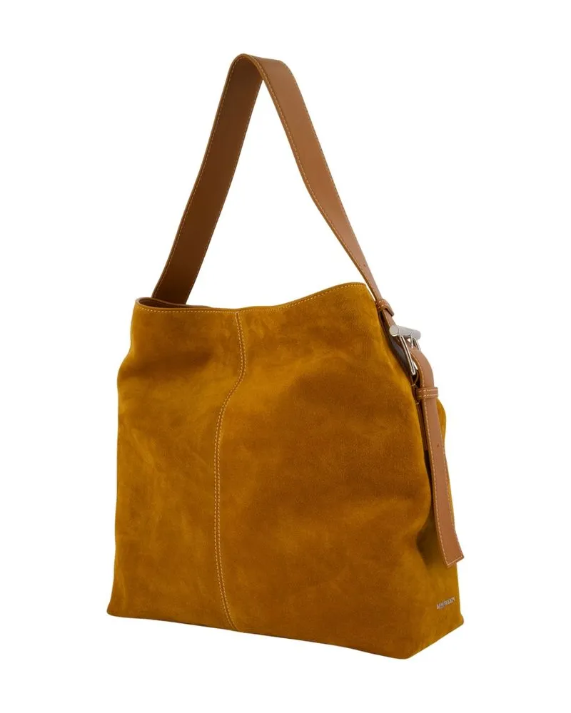 Alexander McQueen Suede Shoulder Bag — Gold Gold
