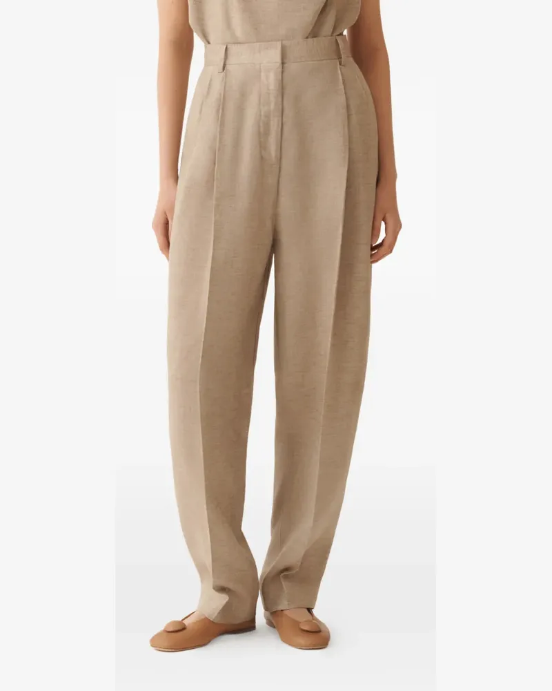 Fabiana Filippi Women's Belt-Loop Pleated Trousers Ss26 W Beige