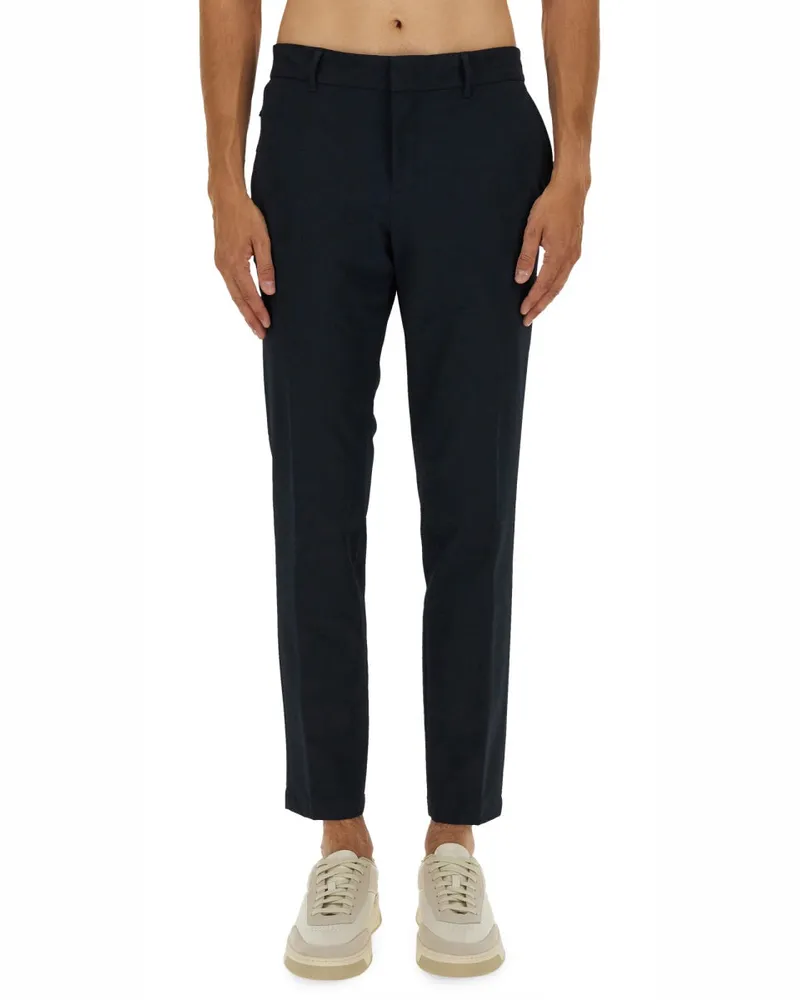 HUGO BOSS Slim Fit Polyester Trousers — Blue Blue