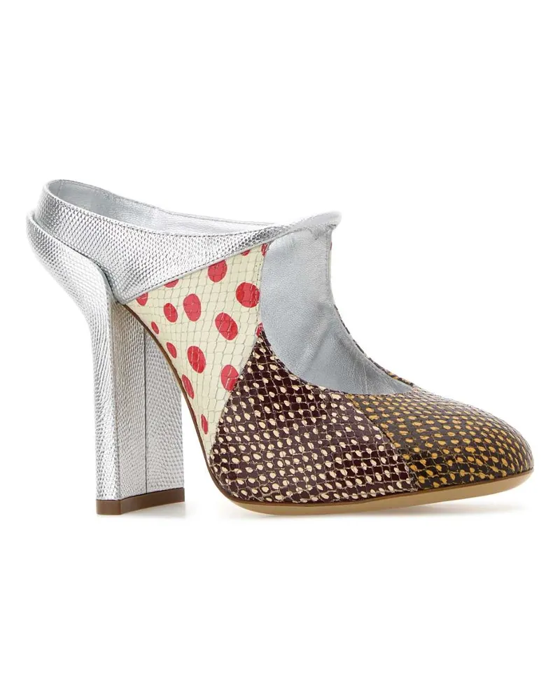 Dries van Noten Women's Printed Leather Mules Natural Scarpe Con Tacco High Heel Shoes Multicolor