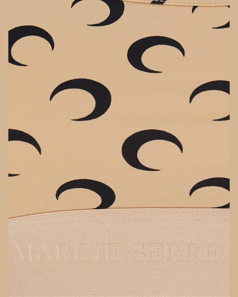 Marine Serre Women's Sports Bra Moon Print Beige Polyamide Tops Top Beige