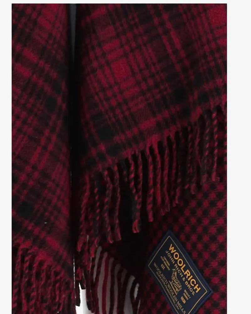 Woolrich Wool Check Pattern Cape — Red Red