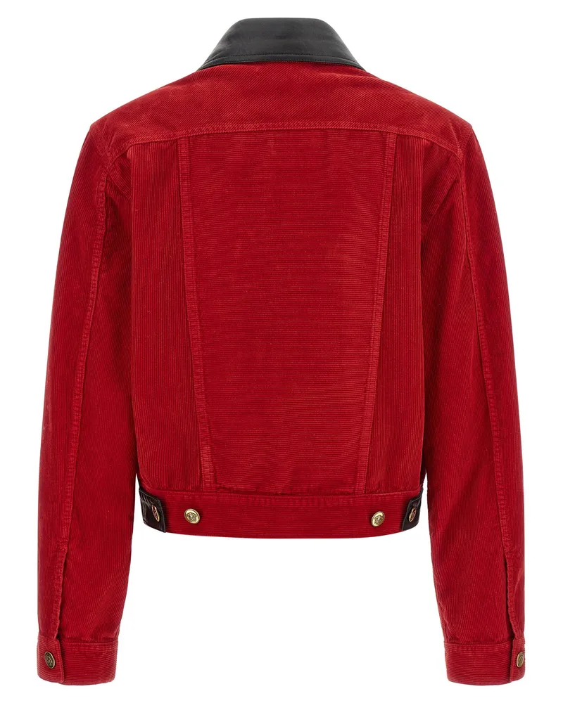 Versace Corduroy with Leather Collar Jacket — Red Red