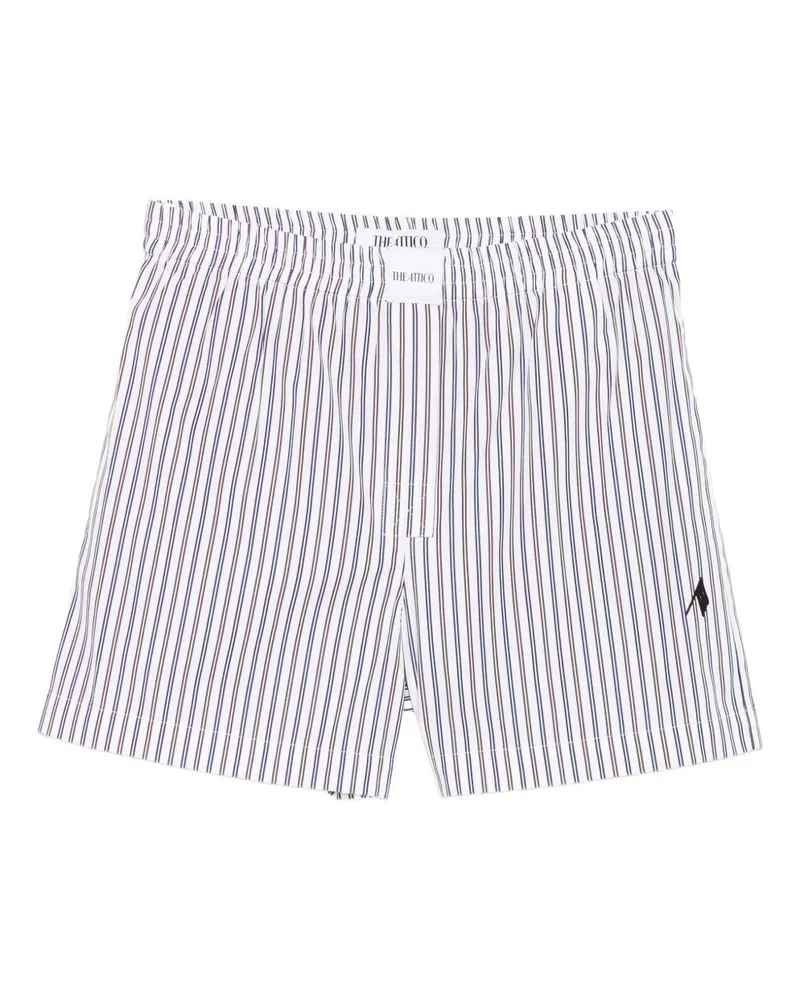 ATTICO Striped Cotton Shorts — White White