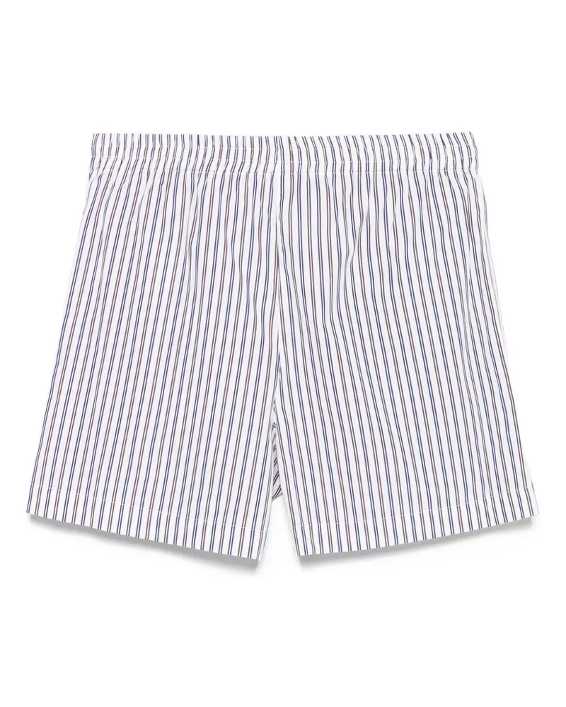 ATTICO Striped Cotton Shorts — White White