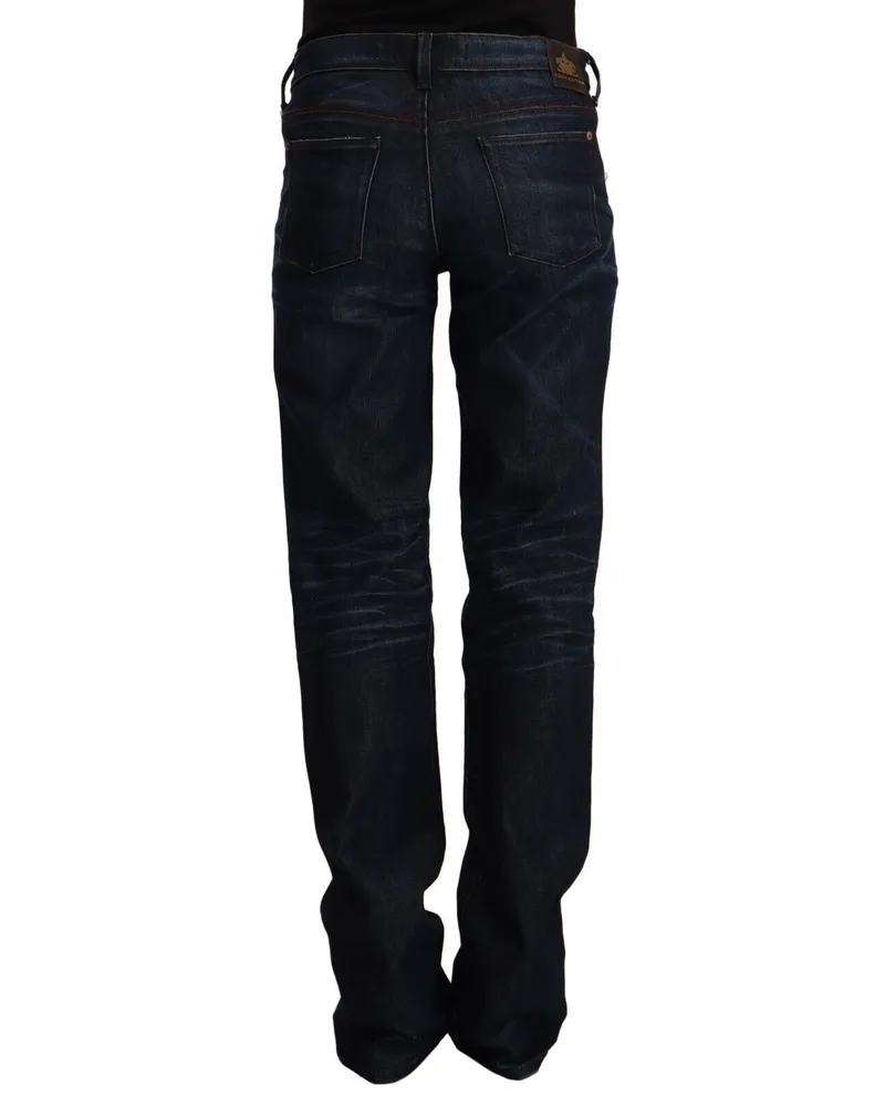 Ermanno Scervino Women's Dark Blue Mid Waist Cotton Denim Straight Jeans Elastane Clothing Navy