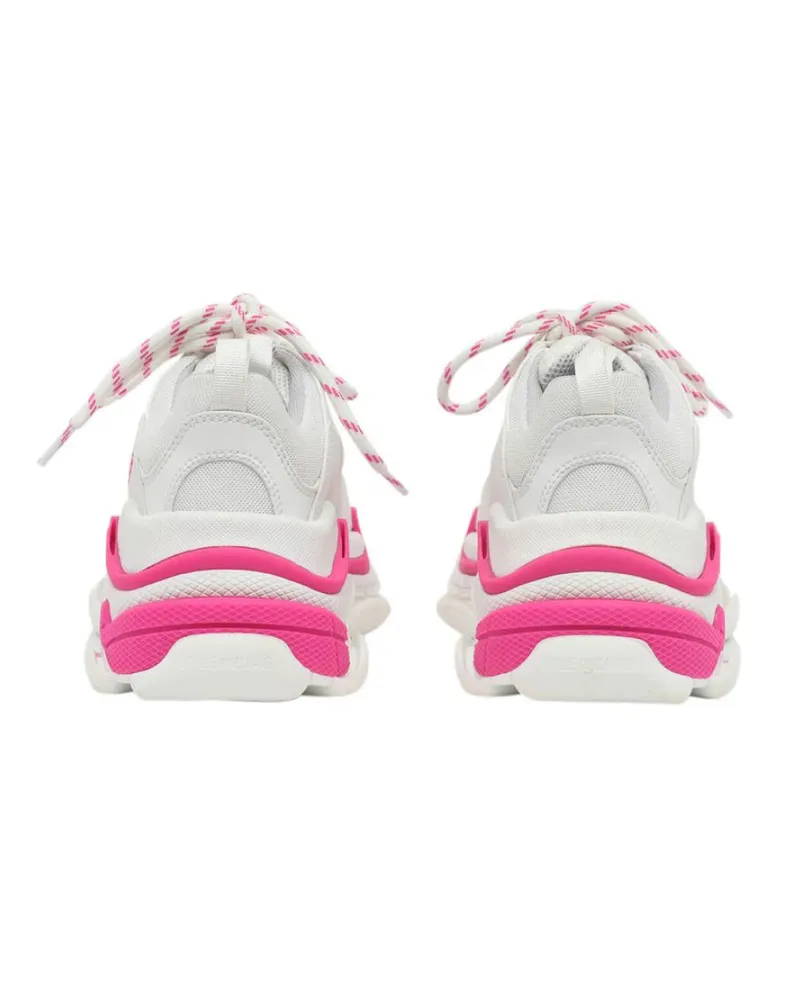 Balenciaga Men's Triple S Logo Sneakers White Shoes White