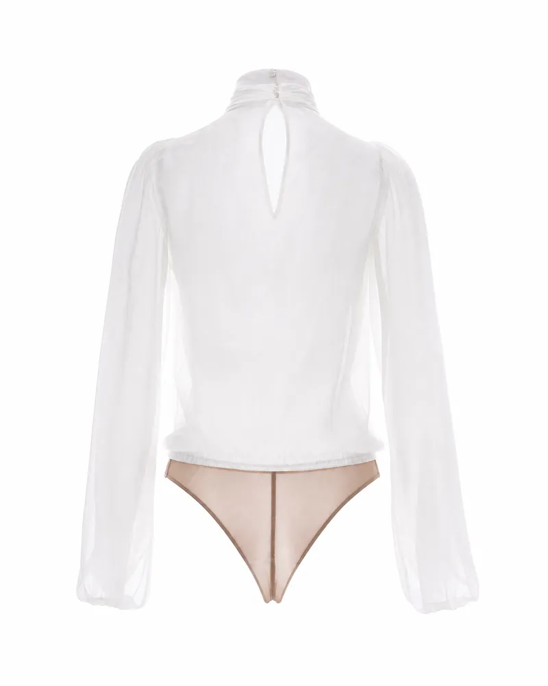 Elisabetta Franchi Women's Bodysuit Gioiello Ivory Viscose Tops Top White