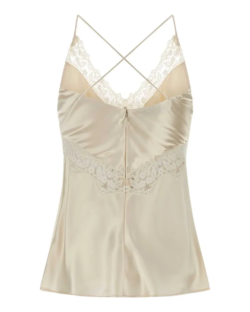 Alberta Ferretti Women's Ivory Satin Top Bianco Maglie White
