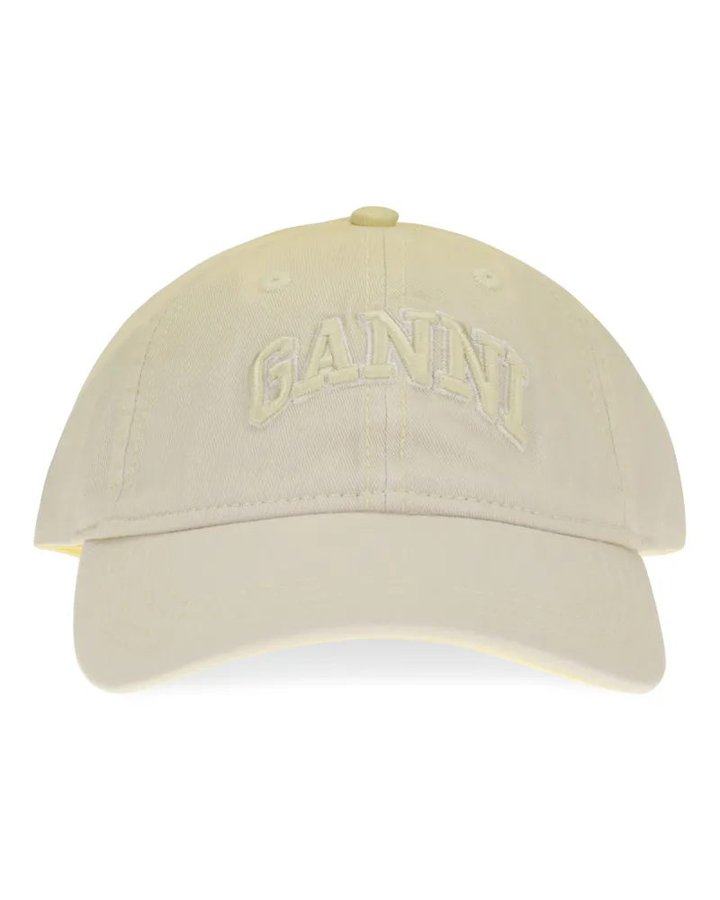 Ganni Women's Baseball Cap Lemon Meringue Cotton Hat Yellow