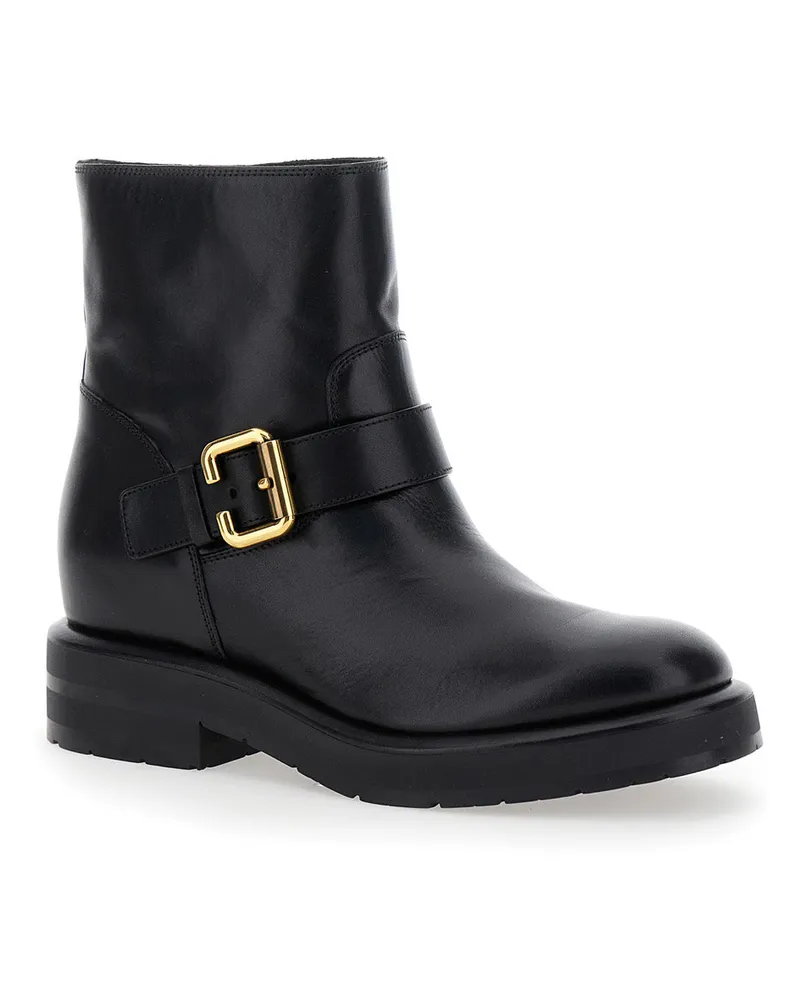 Chloé Women's Black Ankle Boots With Paddington Buckle Calf Black