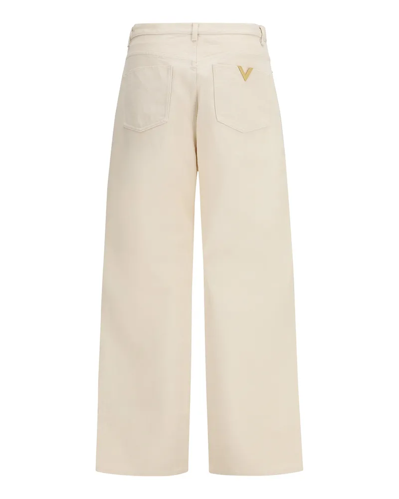 Valentino Garavani Men's Denim Pants Avorio Cotton Jean Avorio