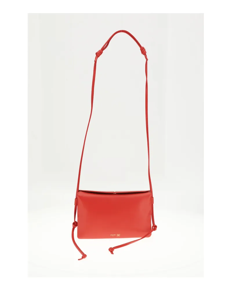 Celine Women's Shoulder Bag Trio Flap Ultra Red Lamb (ovis Aries Red