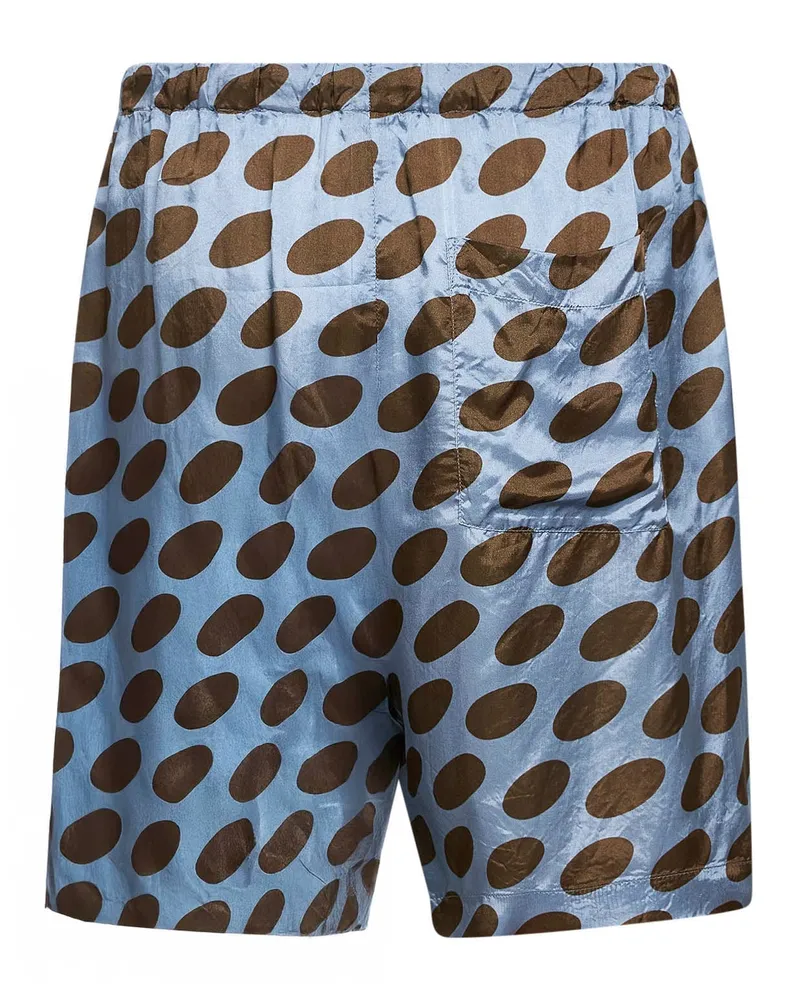 Dries van Noten Men's Shorts Soft Ellipses Steel Cupro Multicolour Blue