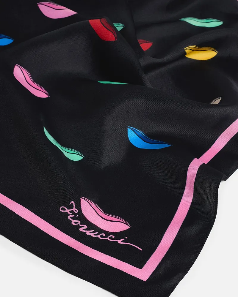 Fiorucci Women's Lips Multicolour Viscose-Silk Scarf Scarfs Multicolor