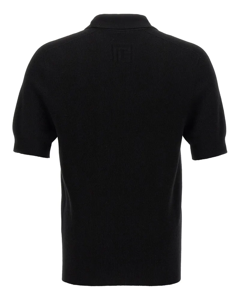 Balmain Merino Wool Polo Shirt — Black Black