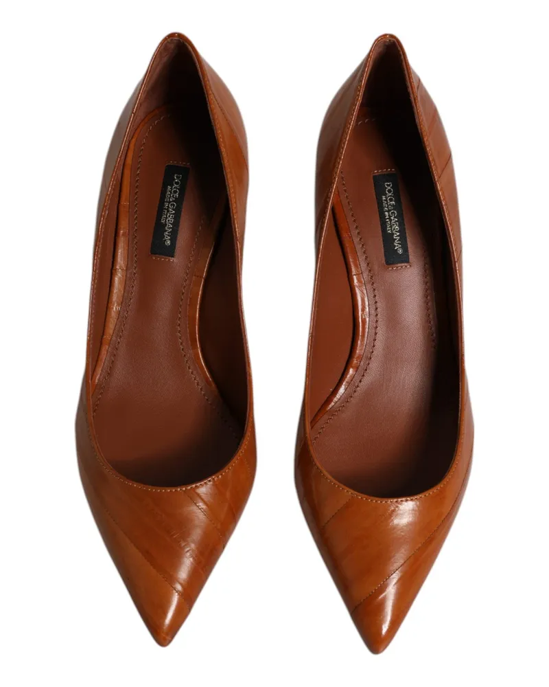 Dolce & Gabbana Women's Eel Leather Kitten Pump Brown Brown