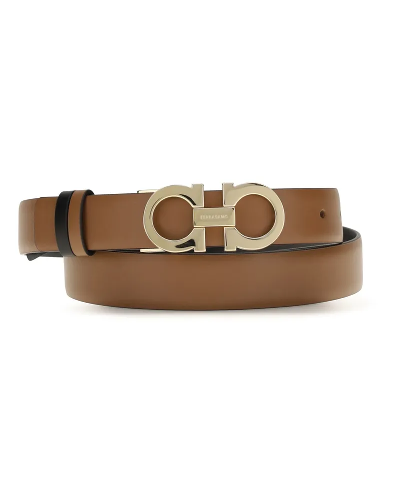 Ferragamo Women's Leather Belt Reversible Brown-Black Calf Brown/black Brown