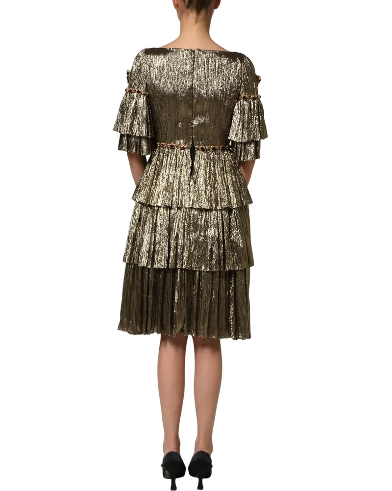 Dolce & Gabbana Tiered Midi Dress — Gold Gold