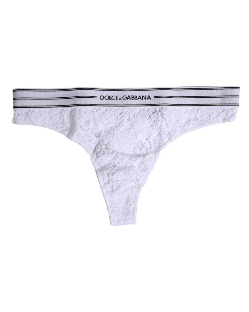 Dolce & Gabbana Women's White Nylon Floral Lace Bottom Panty Underwear Clothing White