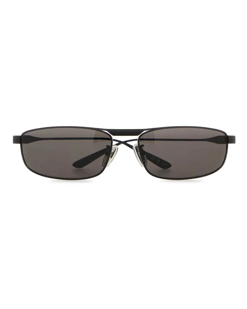 Balenciaga Unisex Black Metal Tag 3.0 Rectangle Sunglasses Matte Exterior: Occhiali Da Sole Black