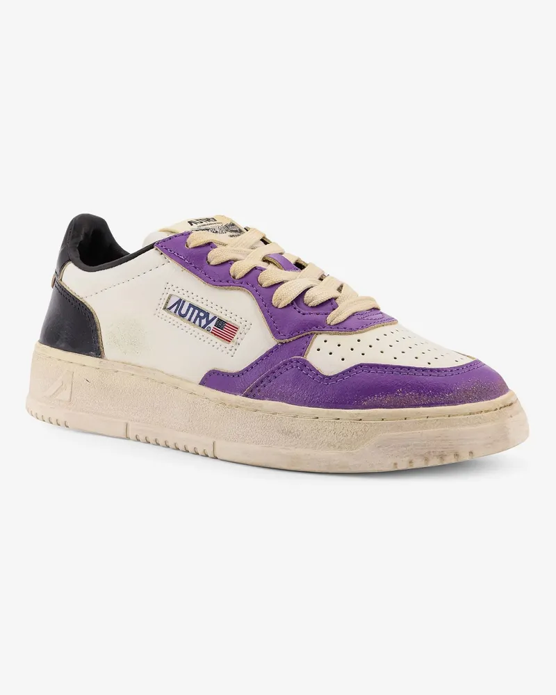 AUTRY Women's Super Vintage Low-Top Leather Sneakers Purple Trainers Purple