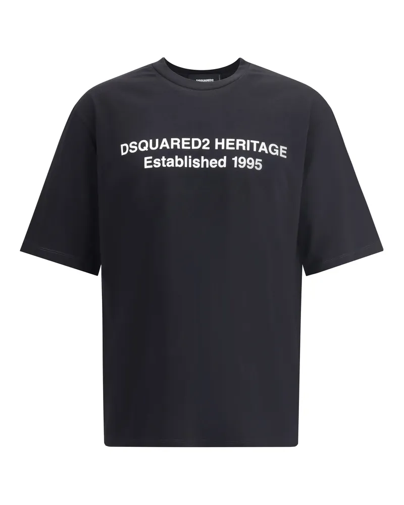 Dsquared2 Logo-Embroidered Cotton T-Shirt — Black Black