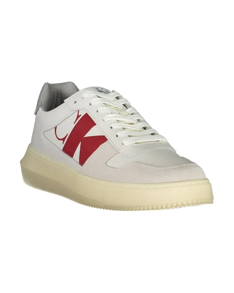 Calvin Klein Contrast Logo Leather Sneaker — White White