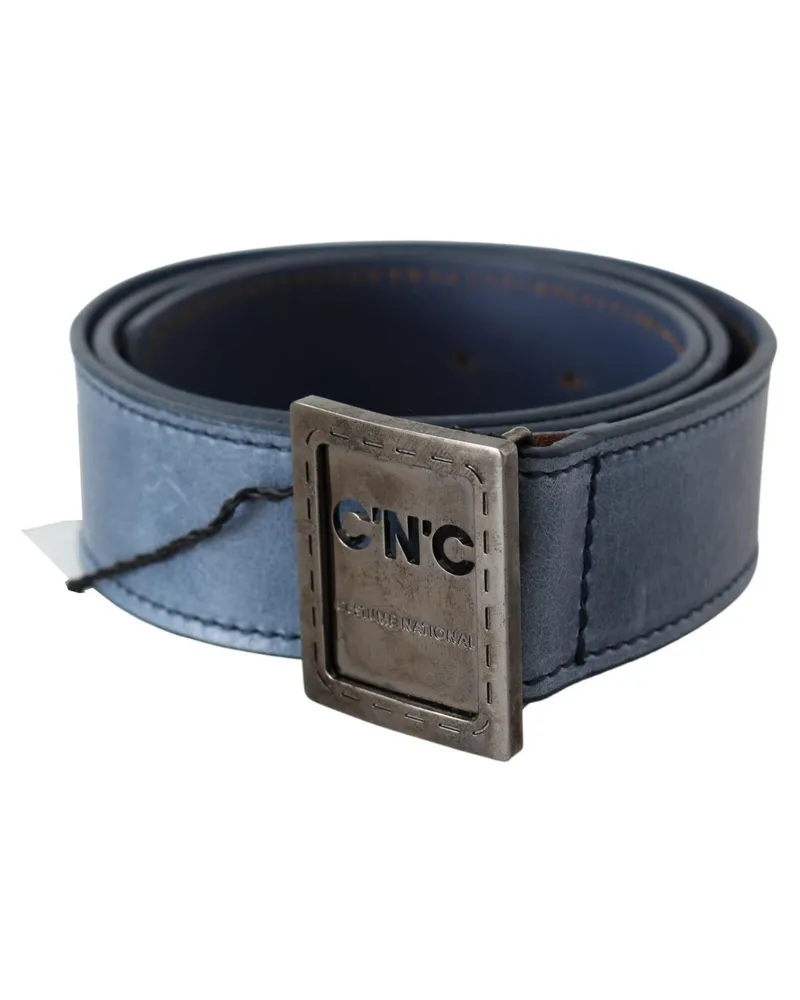 CoSTUME NATIONAL Women's Blue Normal Leather Logo Buckle Belt Blue