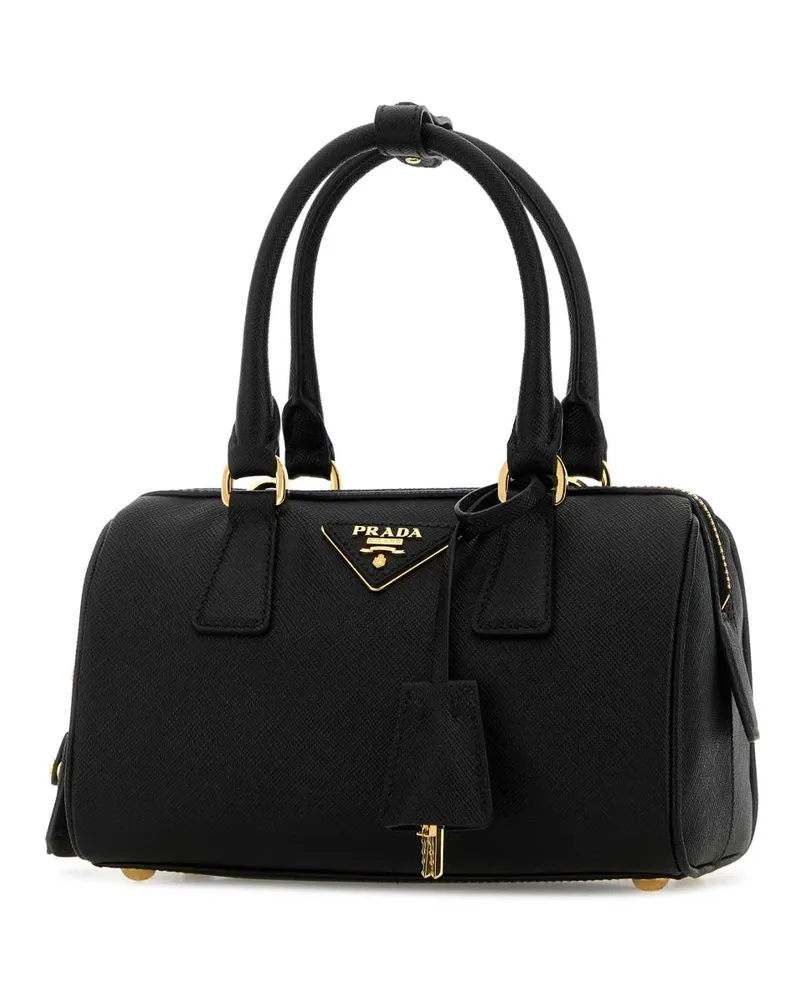 Prada Women's Bauletto Top Handle Bag Black Leather Black