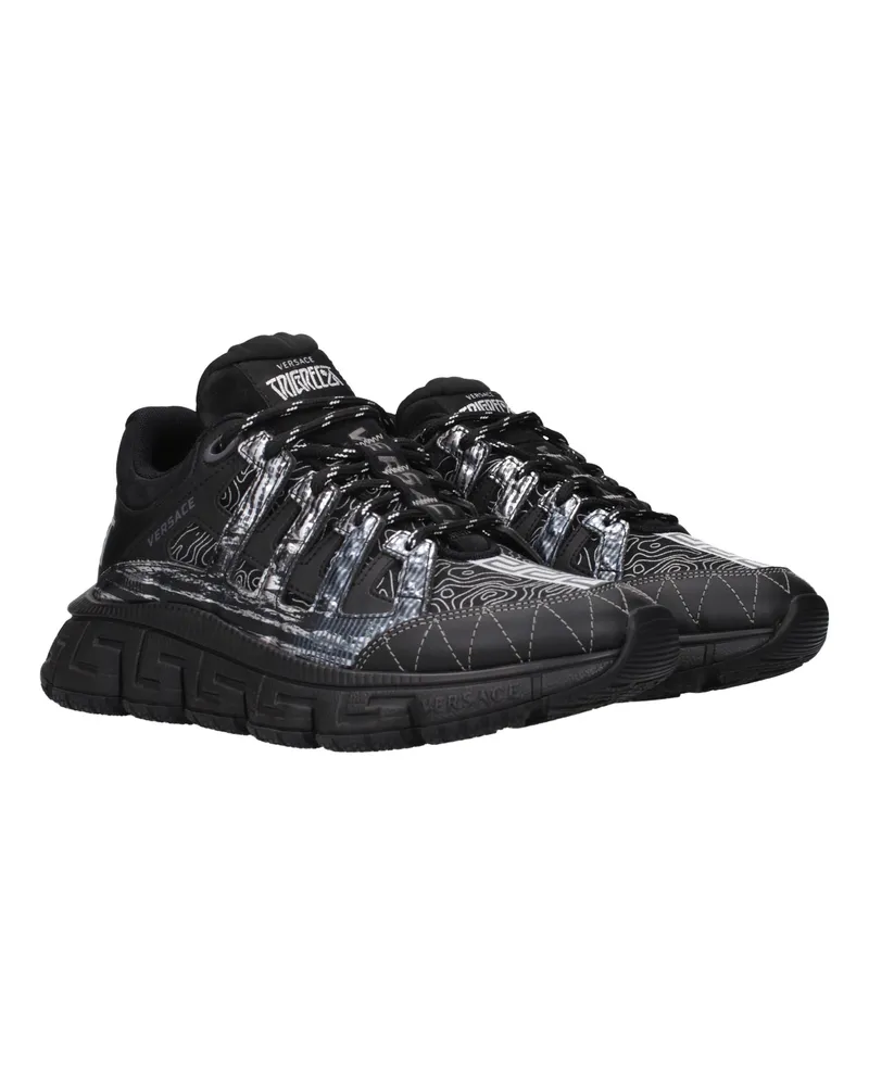 Versace Patterned Fabric Sneaker — Black Black