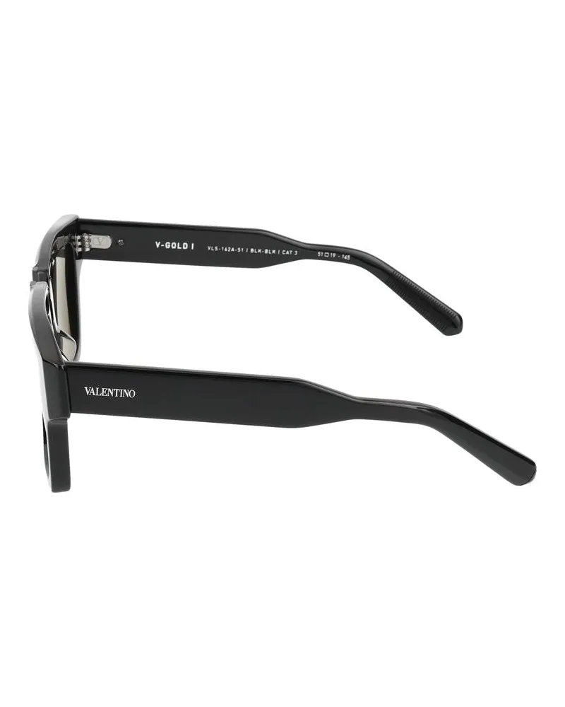 Valentino Garavani Unisex Vls-162a V Square Acetate Frame Sunglasses Black Black