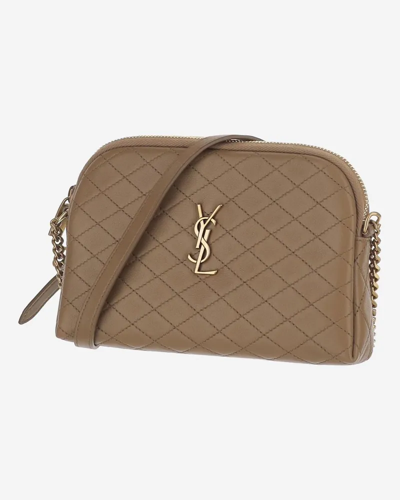 Saint Laurent Women's Quilted Leather Shoulder Bag Beige Lambskin Beige