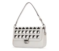 Pyramid Studded Leather Shoulder Bag — White