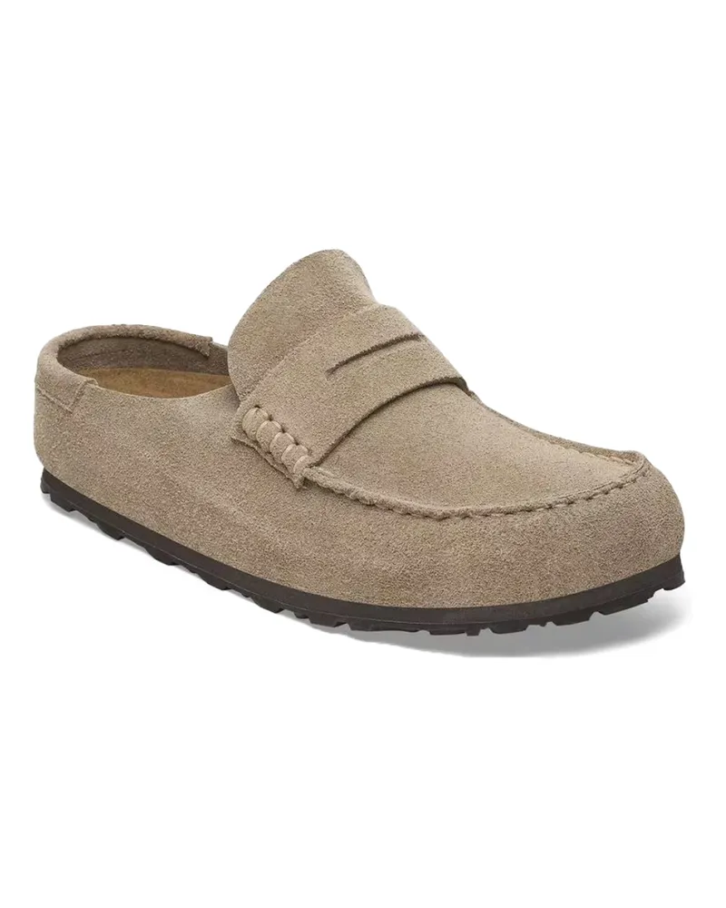Birkenstock Unisex Moccasins Naples Wrapped Taupe Suede Leather Sandal Beige