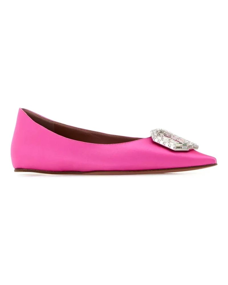 Amina Muaddi Women's Fuchsia Satin Camelia Ballerinas Satpiwh Ballerine Flat Shoes Pink