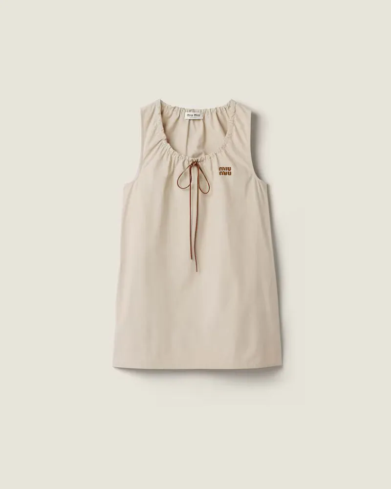 Miu Miu Logo-Embroidered Tank Top — Cream Cream