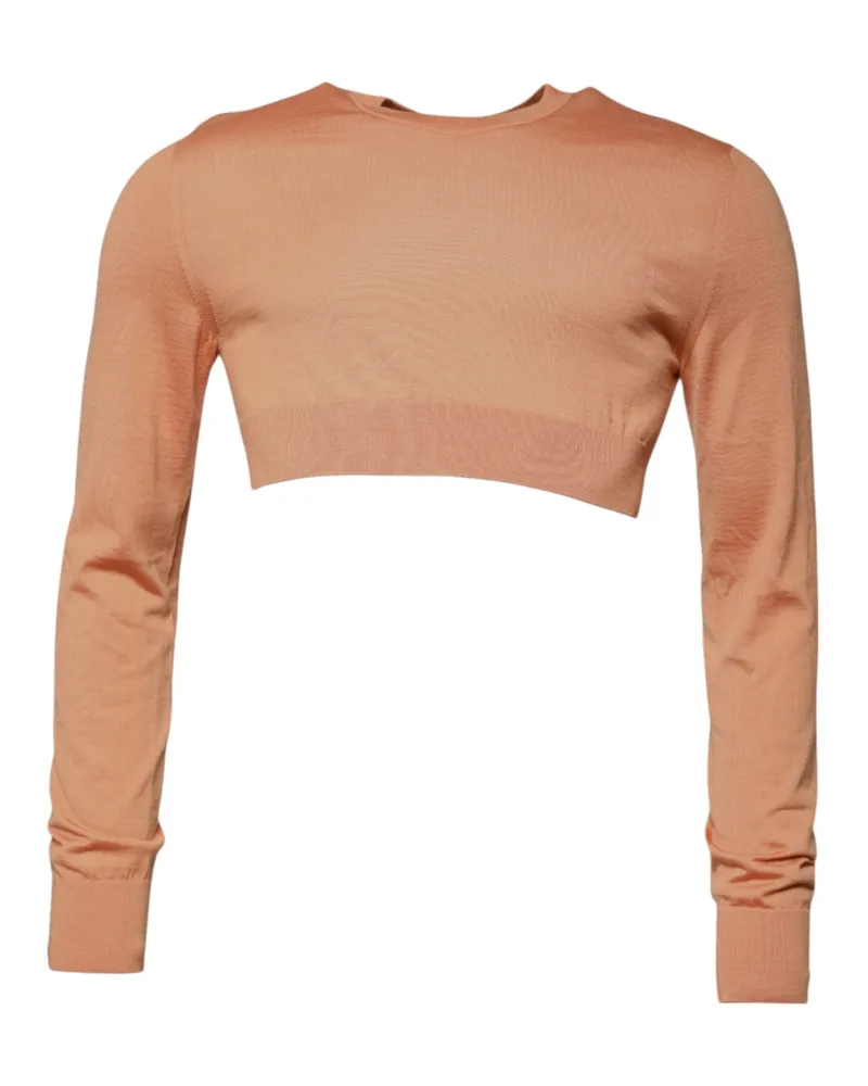 Dolce & Gabbana Men's Beige Wool Crewneck Pullover Cropped Sweater Virgin Clothing Beige