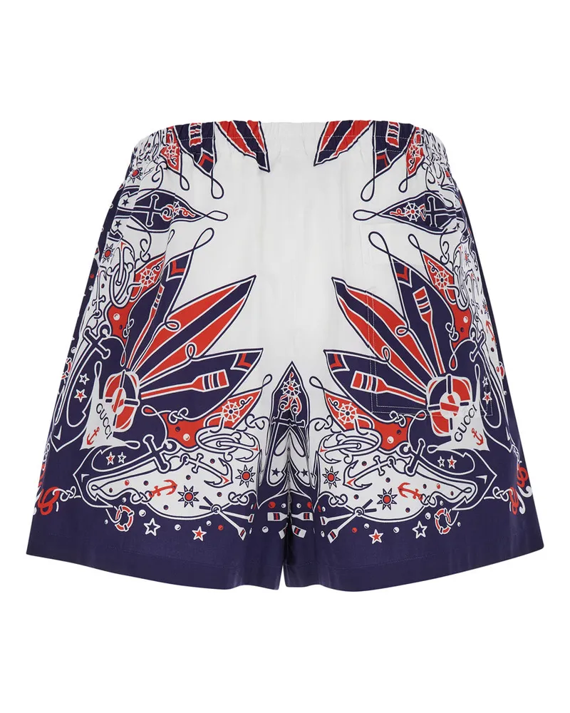 Gucci Men's Blue Bandana Print Shorts Cotton Navy