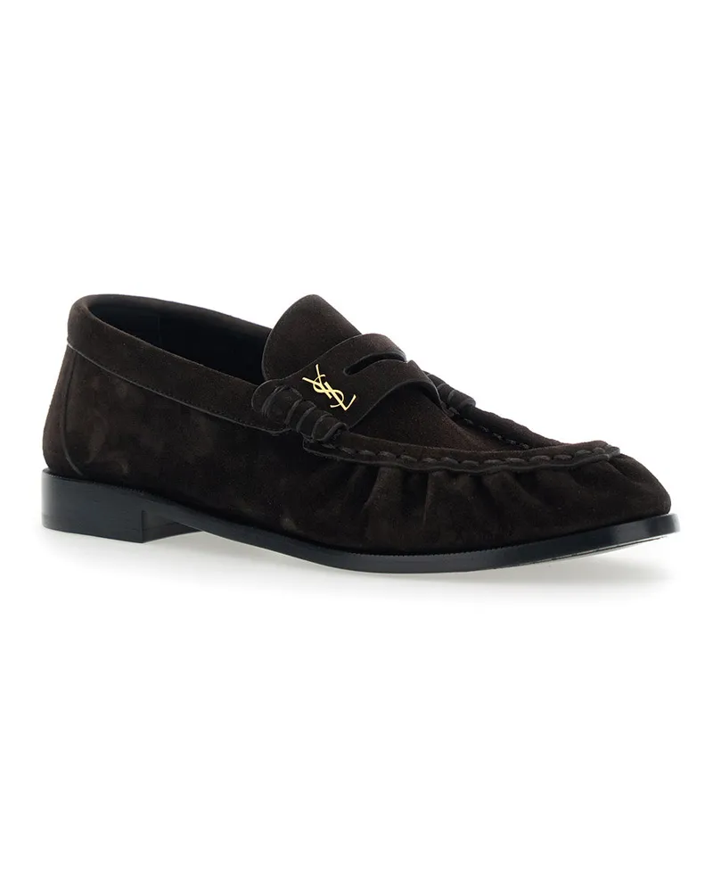 Saint Laurent Women's Loafers Le Loafer Brown Suede Brown