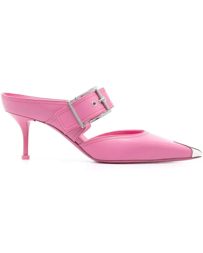 Alexander McQueen Metallic Toe-Cap Mule — Pink Pink