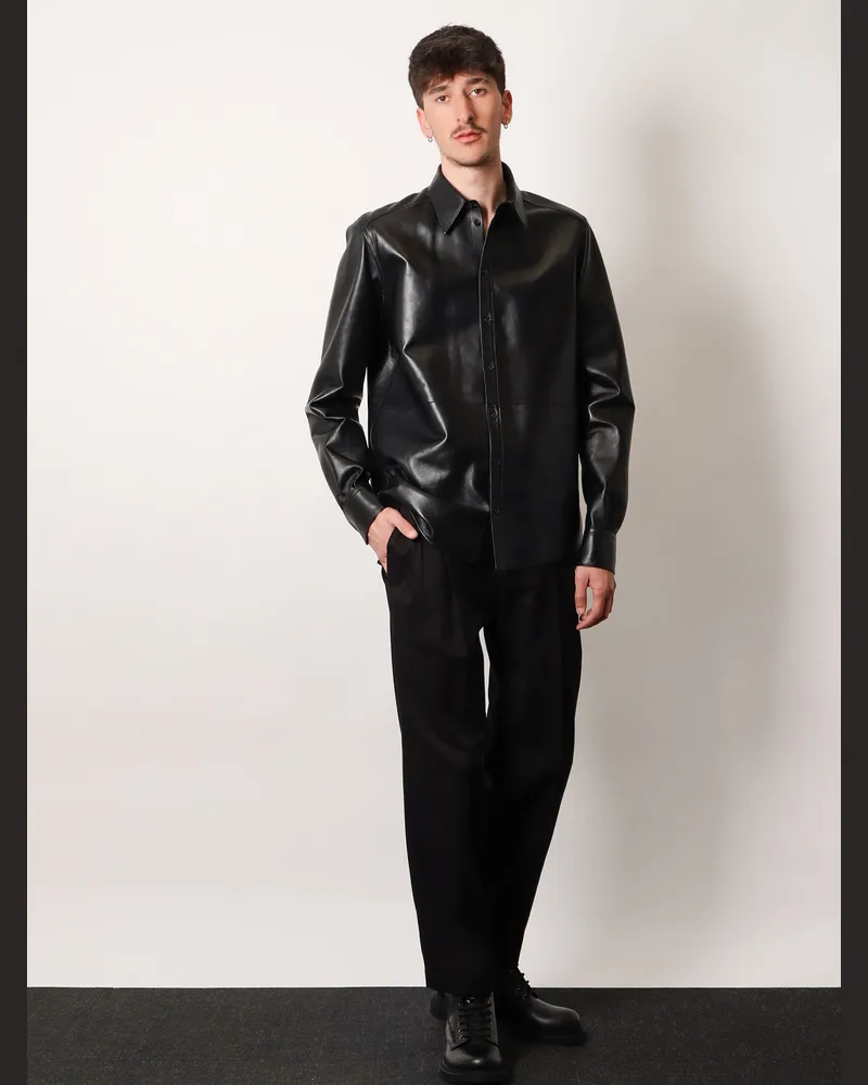 Dolce & Gabbana Men's Leather Shirt Jacket Black Black
